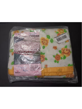 Vintage 70s 80s Beacon Princess Rose Blanket Satin Trim Floral 72"x90" NOS NEW